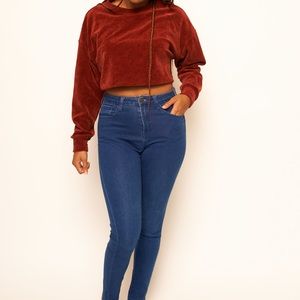 Asos Velour Cropped Sweatshirt